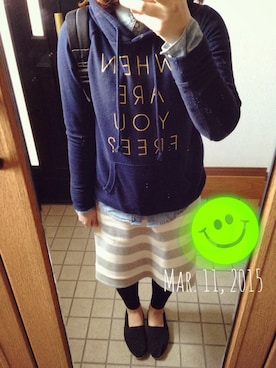 「スウェット×シャツ」｜muuuさん（レディース・152cm）の春コーディネート