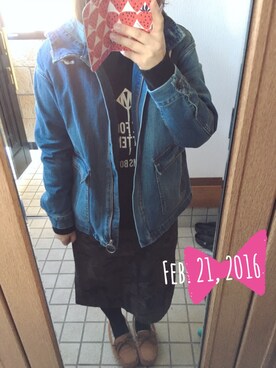 「スエット」｜「アイテム（モカシン/デッキシューズ）」を使った、muuuさん（レディース・152cm）の冬コーディネート