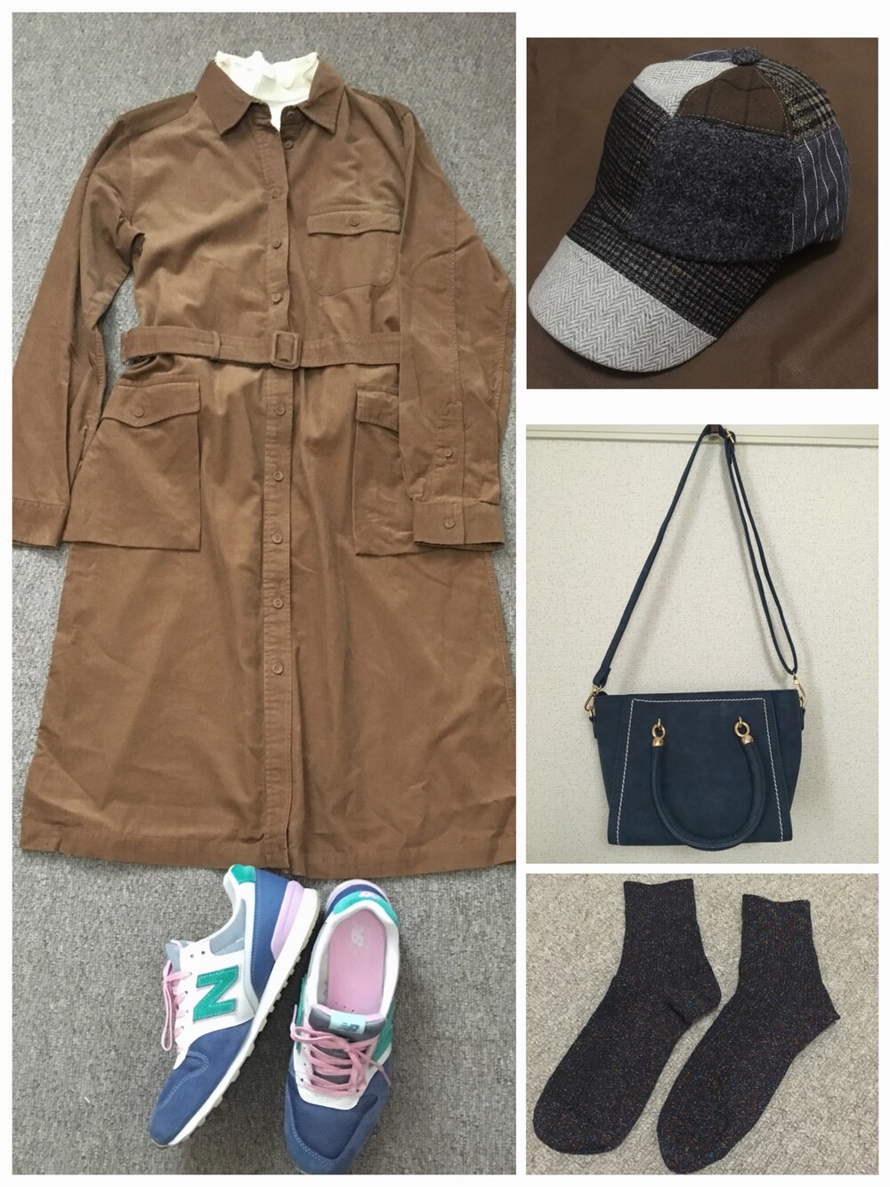 「秋のコーデ、肌寒い、ワンピース、コーデュロイワンピ、UNIQLO、レイカズン(Ray Cassin)、白ハイネック、スニーカー、ニューバランス996、ショルダーバッグ」｜「UNIQLOのアイテム（ワンピース、ブラウン系）」を使った、saki✌︎さん（レディース・167cm）の秋コーディネートの1枚目の写真
