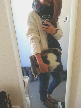 「Ungrid（アングリッド）のフレイドヘムストスリ（デニムパンツ）」を使った、みぽりんさん（レディース・158cm）の秋コーディネート