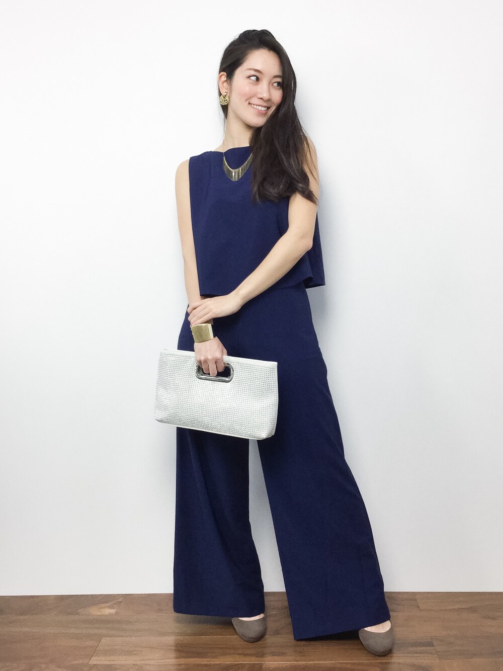 飯田有衣さんの「【Dress Lab】大人キレイセットアップワイドパンツドレス（DRESS LAB）」を使ったコーディネート