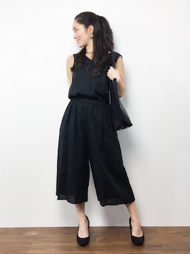 「simple」｜「アイテム（オールインワン・サロペット）」を使った、飯田有衣さん（レディース・161cm）の夏コーディネート