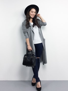 「CLEARIMPRESSION （クリアインプレッション）のアイテム（バッグ）」を使った、飯田有衣さん（レディース・161cm）の秋コーディネート