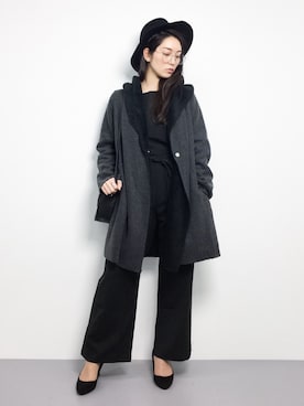 「コーディガン」｜「アイテム（オールインワン・サロペット）」を使った、飯田有衣さん（レディース・161cm）の秋コーディネート