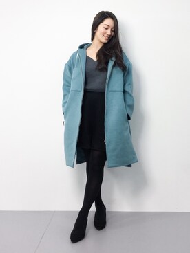 「キュロット」｜「アイテム（ダウンジャケット/コート）」を使った、飯田有衣さん（レディース・161cm）の秋コーディネート