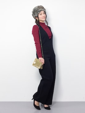 「simple」｜「アイテム（オールインワン・サロペット）」を使った、飯田有衣さん（レディース・161cm）の秋コーディネート