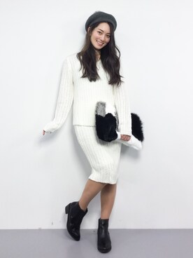 「Ameri（アメリ）のアイテム（バッグ）」を使った、飯田有衣さん（レディース・161cm）の秋コーディネート