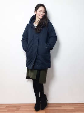 「rps（アールピーエス）のアイテム（その他アウター）」を使った、飯田有衣さん（レディース・161cm）の冬コーディネート