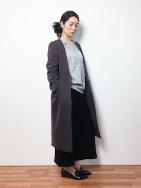 「Cheek（チーク）のアイテム（その他アウター）」を使った、飯田有衣さん（レディース・161cm）の冬コーディネート
