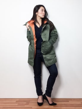 「AVAN LILY（アヴァンリリィ）のアイテム（ジャケット/アウター）」を使った、飯田有衣さん（レディース・161cm）の冬コーディネート