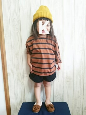 「2歳3ヶ月」｜「アイテム（モカシン/デッキシューズ）」を使った、kaaam*さん（キッズ・90cm）の秋コーディネート