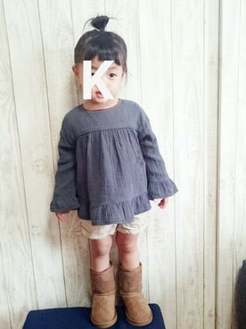「2歳3ヶ月」｜「アイテム（ブーツ）」を使った、kaaam*さん（キッズ・90cm）の秋コーディネート