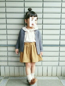 「2歳3ヶ月」｜「アイテム（モカシン/デッキシューズ）」を使った、kaaam*さん（キッズ・90cm）の秋コーディネート