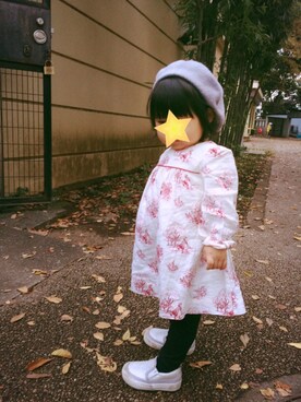「1歳5ヶ月」｜「アイテム（ハンチング/ベレー帽）」を使った、mckyさん（キッズ・80cm）の秋コーディネート