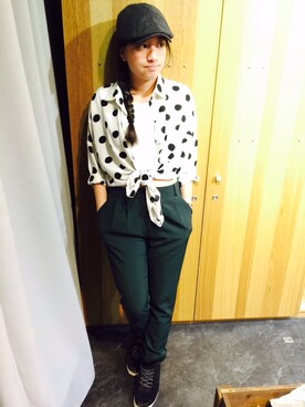 「NOのアイテム（帽子）」を使った、Tung Huangさん（レディース・154cm）の春コーディネート