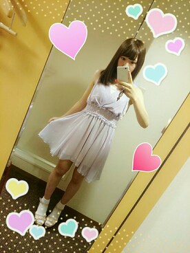 「mon Lily（モンリリィ）のアイテム（ワンピース/ドレス、パープル系）」を使った、Reikoさん（レディース・154cm）の春コーディネート
