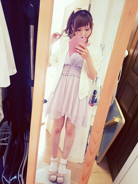 「mon Lily（モンリリィ）のアイテム（ワンピース/ドレス、パープル系）」を使った、Reikoさん（レディース・154cm）の夏コーディネート