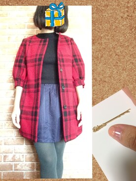 「ノーカラー」｜「アイテム（ダウンジャケット/コート）」を使った、astralberryさん（レディース・152cm）の秋コーディネート