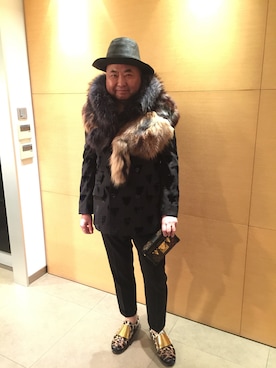 「pushBUTTONのアイテム（ブルゾン）」を使った、Simon Chuさん（メンズ・180cm）の冬コーディネート