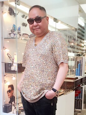 「DRIES VAN NOTEN（ドリスヴァンノッテン）のアイテム（その他トップス）」を使った、Simon Chuさん（メンズ・180cm）の冬コーディネート