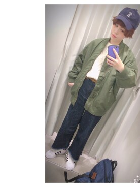 「w closet」｜「アイテム（キャップ）」を使った、azuさん（レディース・159cm）の秋コーディネート