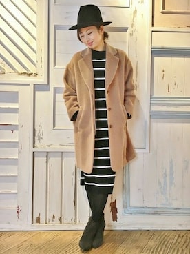 「SLOBE IENA（スローブイエナ）のアイテム（チェスターコート）」を使った、Emmaさん（レディース・161cm）の冬コーディネート