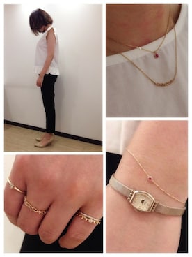 「NOJESS（ノジェス）のNO1ウォッチフェイス（6212101/30062120001）（6212101/30112120101）（アナログ腕時計、ゴールド系）」を使った、kaoriさん（レディース・167cm）の夏コーディネート