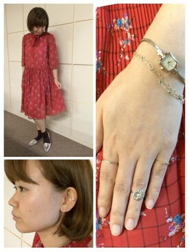 「NOJESS（ノジェス）の【片耳用】K10イヤーカフ（30143113004）（イヤリング、ホワイト系）」を使った、kaoriさん（レディース・167cm）の夏コーディネート