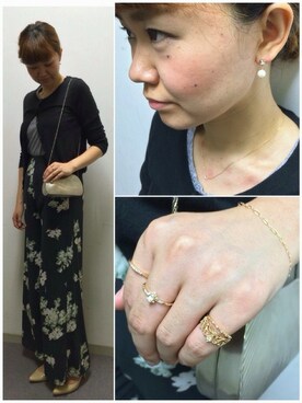 「NOJESS（ノジェス）のK10ピンキーリング（30143111002）（リング、ゴールド系）」を使った、kaoriさん（レディース・167cm）の秋コーディネート