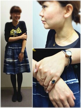 「NOJESS（ノジェス）のK10ピンキーリング（30143111006）（リング、ゴールド系）」を使った、kaoriさん（レディース・167cm）の秋コーディネート