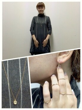 「NOJESS（ノジェス）のK10ピンキーリング（30143111006）（リング、ゴールド系）」を使った、kaoriさん（レディース・167cm）の秋コーディネート