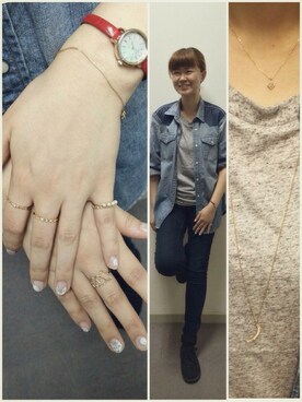 「NOJESS（ノジェス）のK10ピンキーリング（30143111017）（リング、ホワイト系）」を使った、kaoriさん（レディース・167cm）の秋コーディネート