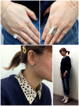 「NOJESS（ノジェス）のK18ネックレス （30144116010）（ネックレス）」を使った、kaoriさん（レディース・167cm）の冬コーディネート