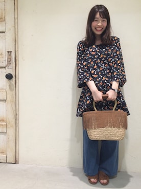 「フリンジ」｜「アイテム（チュニック）」を使った、momokaさん（レディース・160cm）の春コーディネート