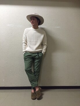 「SUNSEA（サンシー）のアイテム（帽子）」を使った、三浦準矢さん（メンズ・166cm）の春コーディネート