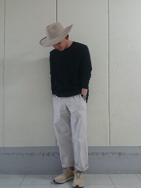 「SUNSEA（サンシー）のアイテム（帽子）」を使った、三浦準矢さん（メンズ・166cm）の春コーディネート