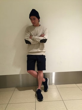 「REIGNING CHAMP（レイニングチャンプ）のアイテム」を使った、三浦準矢さん（メンズ・166cm）の春コーディネート