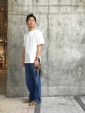 「アイテム（バレエシューズ）」を使った、三浦準矢さん（メンズ・166cm）の夏コーディネート