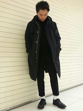 「クロップドパンツ」｜「アイテム（モッズコート）」を使った、三浦準矢さん（メンズ・166cm）の秋コーディネート