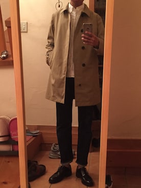 「nanamica（ナナミカ）のアイテム（ステンカラーコート）」を使った、Drake_333さん（メンズ・173cm）の秋コーディネート