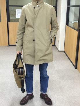 「nanamica（ナナミカ）のアイテム（ステンカラーコート）」を使った、Drake_333さん（メンズ・173cm）の秋コーディネート