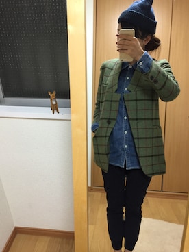 「Spick & Span（スピックアンドスパン）のアイテム（テーラードジャケット、グリーン系）」を使った、Senさん（レディース・160cm）の秋コーディネート