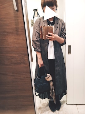 「UNIQLO（ユニクロ）のアイテム（シャツワンピース、グリーン系）」を使った、emiさん（レディース）の春コーディネート