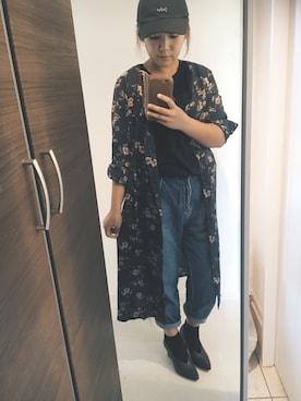 「aveil（アベイル）のアイテム（ワンピース、ブルー系）」を使った、emiさん（レディース）の秋コーディネート