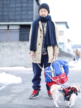 「アイテム（カーディガン/ボレロ、ブラウン系）」を使った、shoheiyoshidaさん（メンズ・175cm）の冬コーディネート