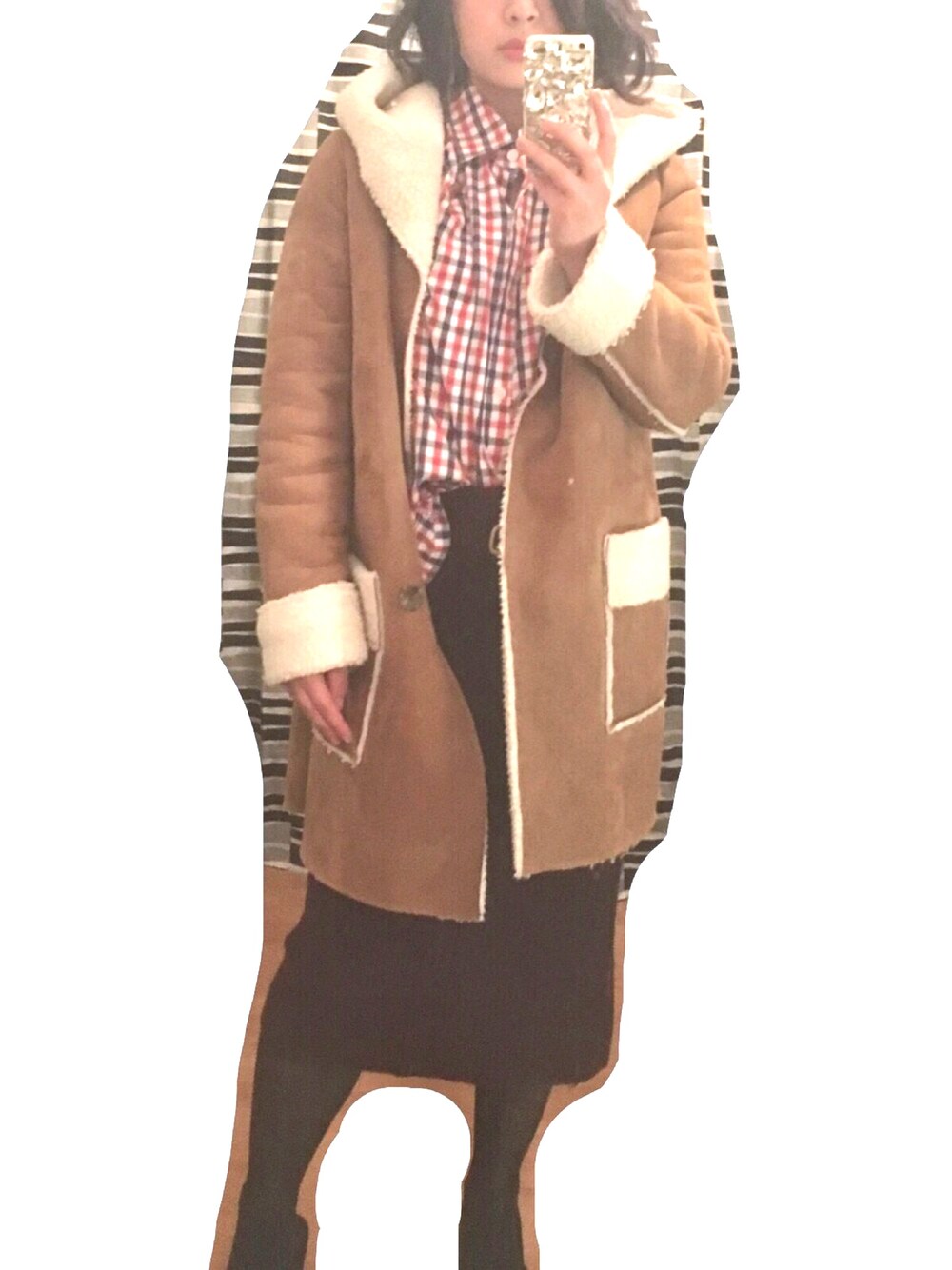 「冬」｜「NATURAL BEAUTY BASICのアイテム（ムートンコート、ゴールド系）」を使った、mizukywayさん（レディース・155cm）の秋コーディネートの1枚目の写真