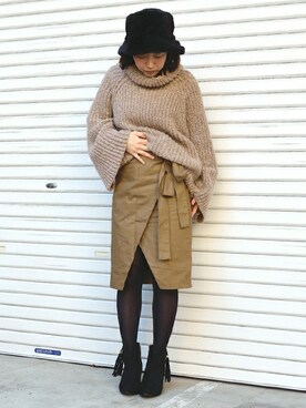 「ＡＮＤＪ（アンドジェイ）のアイテム」を使った、harunaさん（レディース・156cm）の冬コーディネート