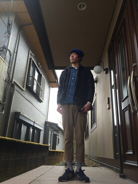 「アイテム（クラッチバッグ、グレー系）」を使った、JINJINさん（メンズ・184cm）の春コーディネート