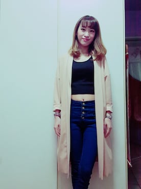 「丹寧」｜「アイテム（デニムパンツ）」を使った、Amyさん（レディース・158cm）の春コーディネート