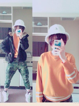 「earth music&ecology（アースミュージックアンドエコロジー）のアイテム（モッズコート、ブラック系）」を使った、さおりーるさん（レディース・166cm）の冬コーディネート